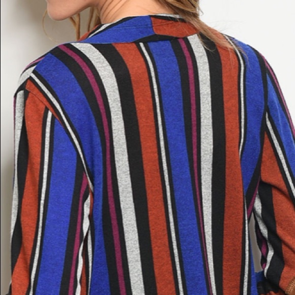 Royal & rust Striped open front knit cardigan - Picture 6 of 8